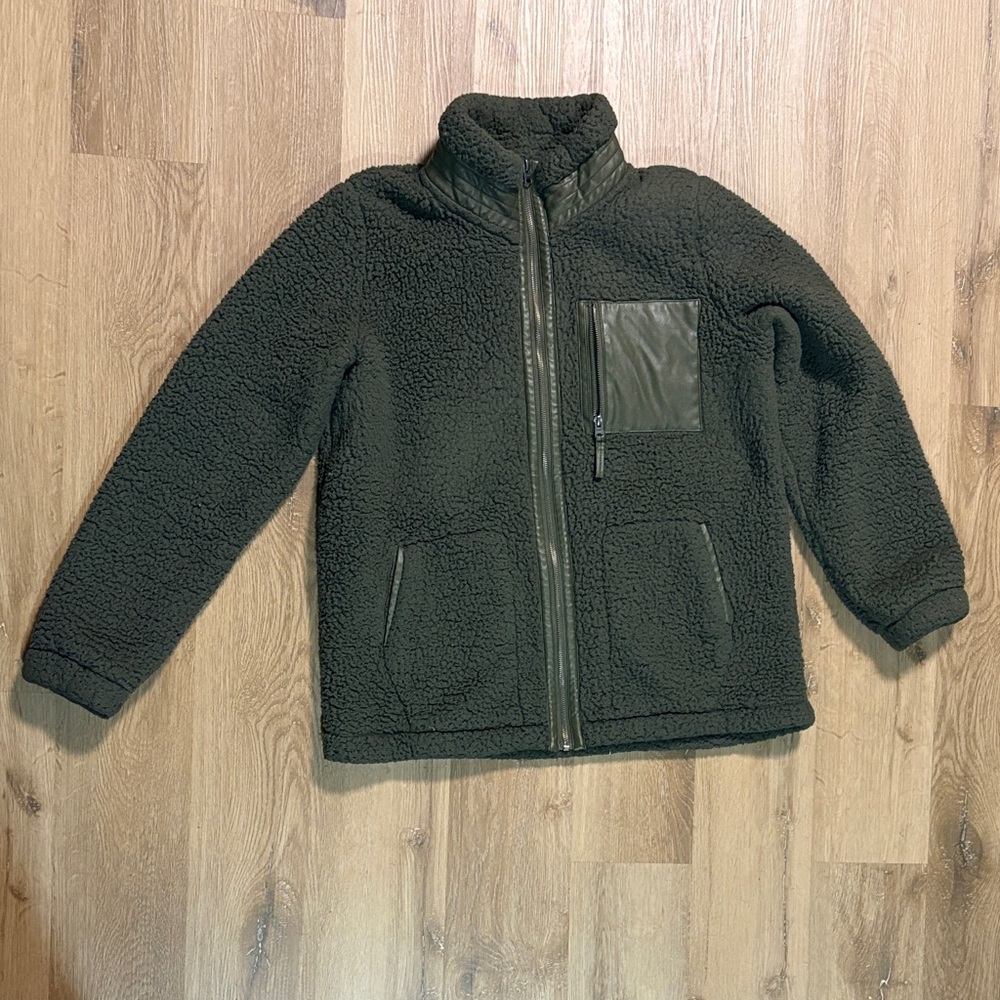 Abercrombie & Fitch Olive Green Sherpa Jacket size large
